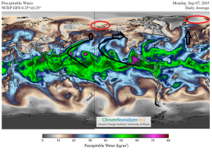 Water vapour circulation globally 7th Sept 2015 DiegoFdezSevilla